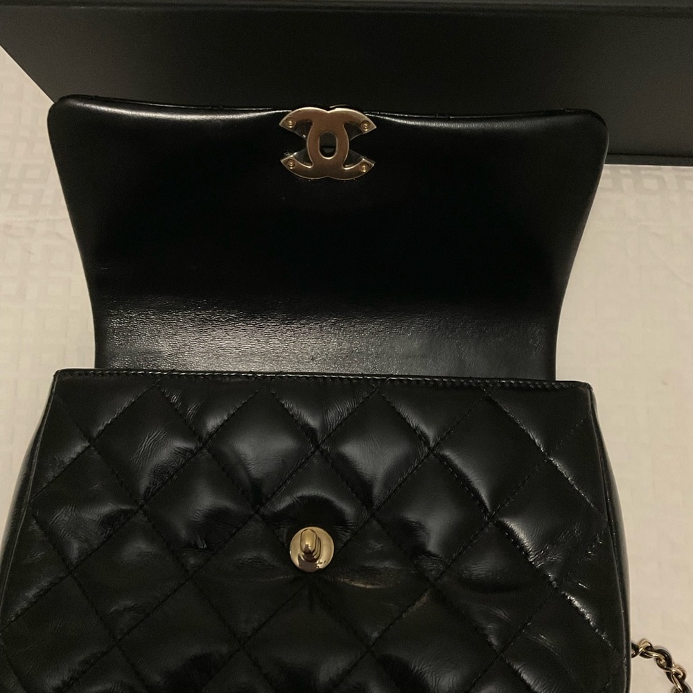 CHANEL Shiny Lambskin Quilted Coco
Trip Flap Bag Black Item #: 1807911 - Picture 4 of 13